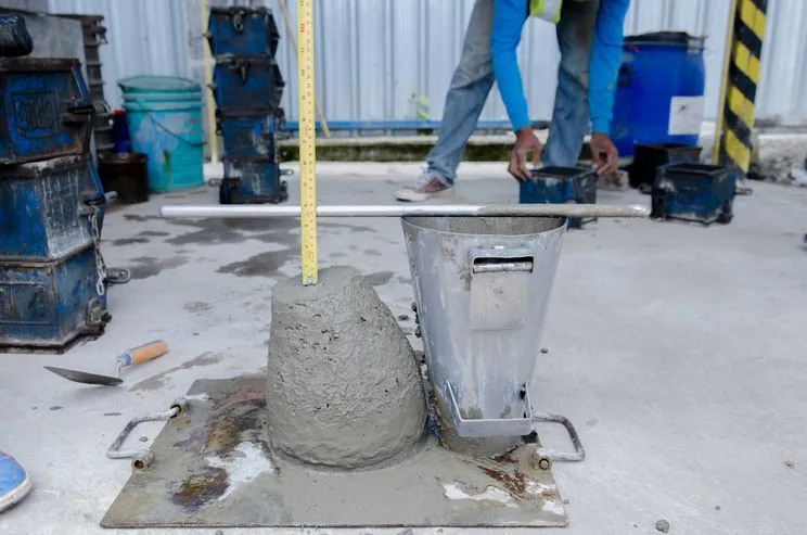 Concrete slump test during a structural pour