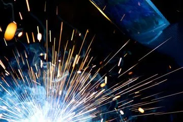 Structural steel fabrication welding in progress